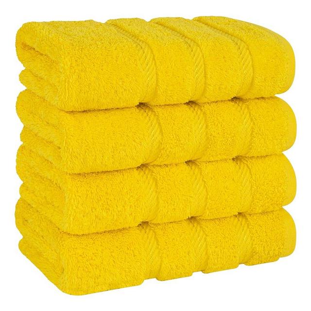 American Soft Linen Luxury Hand Towels for Bathroom, 100% Cotton Turkish 4 Piece Hand Towel Set, 600 GSM Hand Face Towels for Kitchen, Yellow Hand Towels