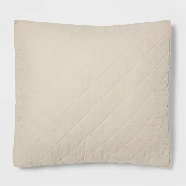 Euro Diamond Stitch Cotton Linen Quilt Sham Khaki - Threshold™: OEKO-TEX Certified, Woven Texture, Machine Washable