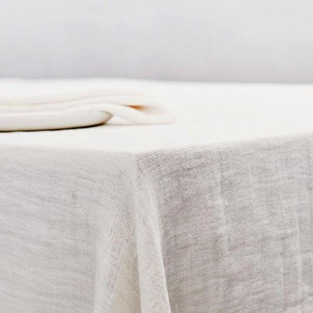 Enzyme Washed Linen Tablecloth (Blanc 70"x126")