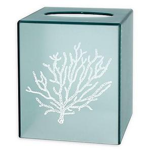 Saturday Knight Coral Reef Plastic Tissue Box Cover in Aqua