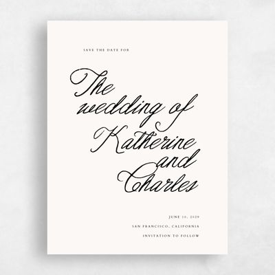 Beige Typography Wedding Save the Date - Devan Portrait