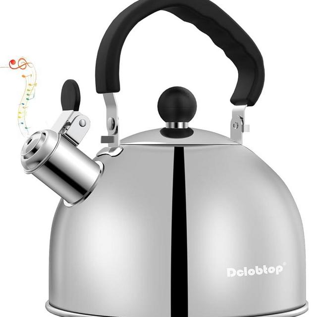 Tea Kettle for Stove Top - Stainless steel Teapot,2 Quart Camping Kettle, Efficient Heating, Audible Whistle, Safe Handle - Hot Water kettle & Tea Pot Stovetop