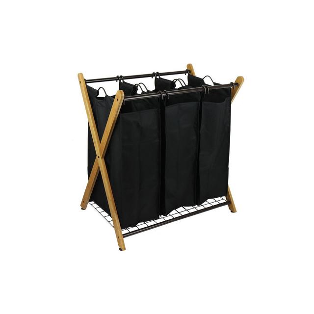 Oceanstar X-Frame Bamboo 3-Bag Laundry Sorter, Bronze