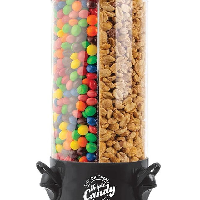 Handy Gourmet Original Triple Candy Machine-Fun Candy & Nut Dispenser-New & Improved (Black), Standard (JB8450BLK)
