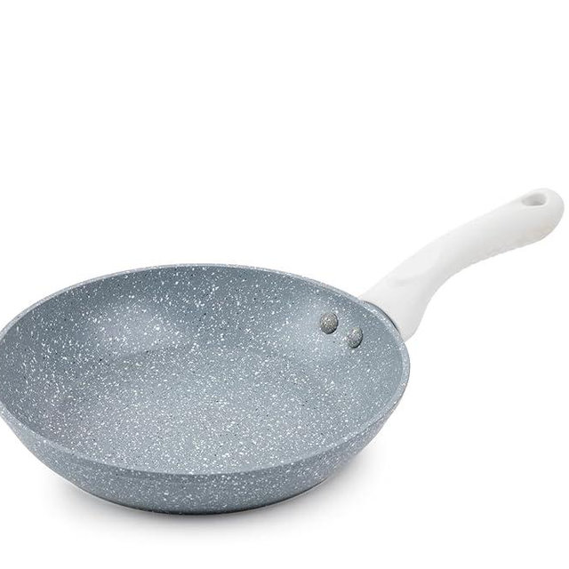Brooklyn Steel Co. Milky Way Nonstick Aluminum Forged Silicone Handle Fry Pan - 8" - Light Grey