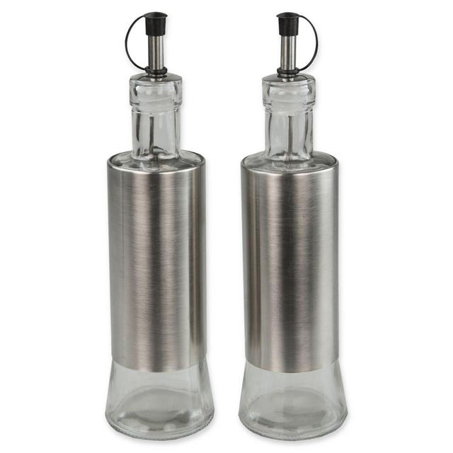 Home Basics Essence 2-Piece Oil and Vinegar Set in Stainless Steel