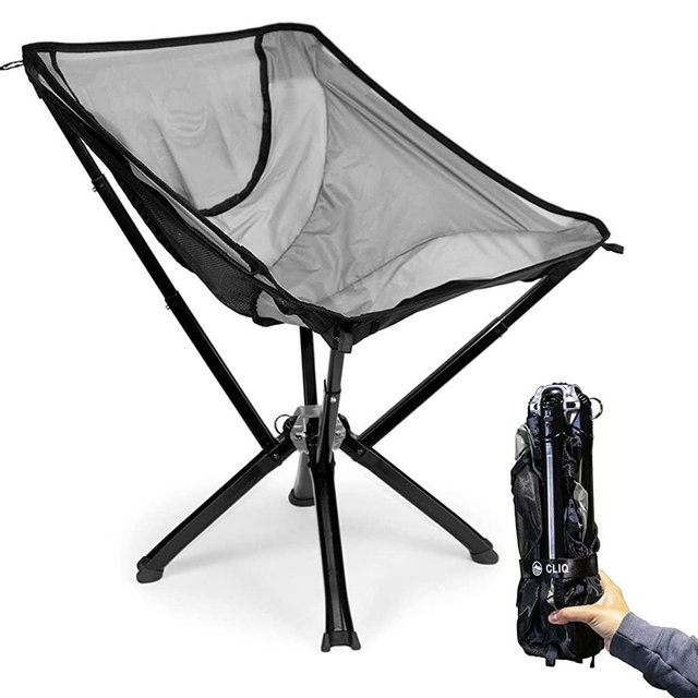 Cliq Camping Chair - Most Funded Portable Chair in Crowdfunding History. | Bottle Sized Compact Outdoor Chair | Sets up in 5 Seconds | Supports 300lbs | Aircraft Grade Aluminum