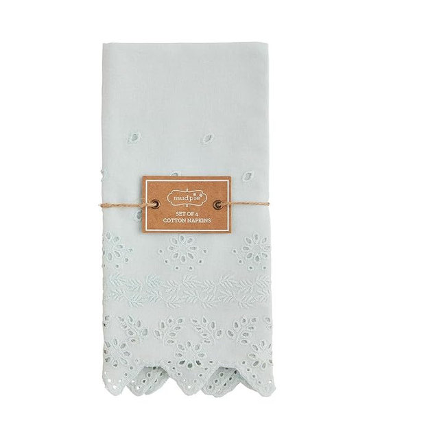 Mud Pie Blue Eyelet Spring Napkin; 18" x 18"