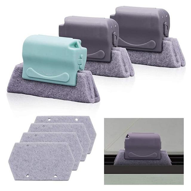 Korunb Magic Window Groove Cleaning Brushs, Hand-held Crevice Cleaning Tools, Multipurpose Clean Tools Slide Brush Head for Door, Window Slides Replacement Cloth Brush for Corners Gaps scouring Door