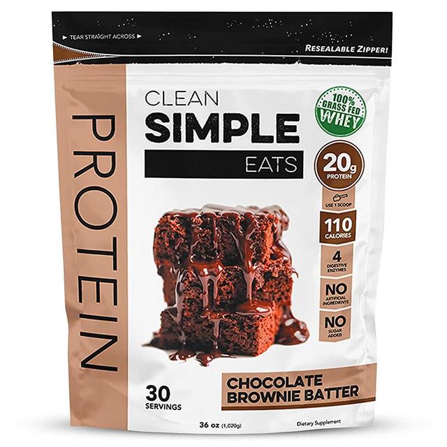 Clean Simple Eats Chocolate Brownie Batter Whey Protein Powder, Natural Sweetened and Cold-Pressed Whey Protein Powder, 20 Grams of Protein, 30 Servings