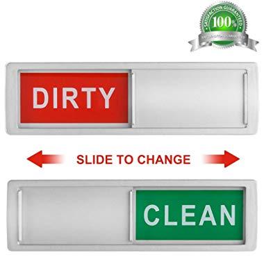Cimkiz Dishwasher Magnet Clean Dirty Sign Shutter Only Changes When You Push It Non-Scratching Strong Magnet or 3M Adhesive Options Indicator Tells Whether Dishes Are Clean or Dirty (Silver)
