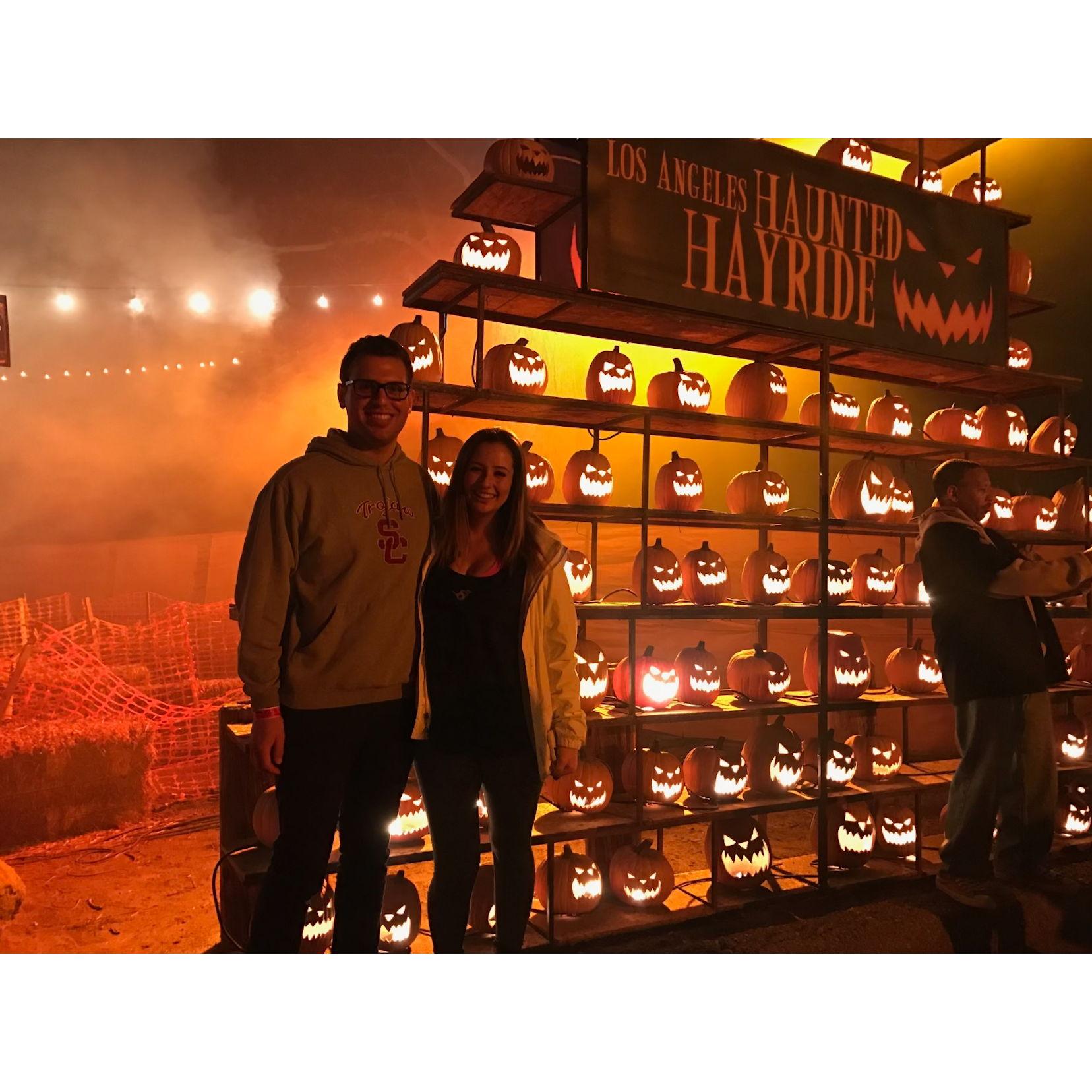 October 2016: Grace and Stephen go to the Haunted Hayride in the Old LA Zoo.