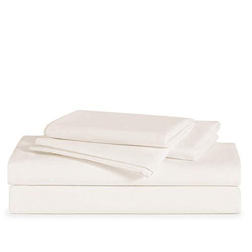 Brooklinen Luxe Core Sheet Set – Includes 1 Flat Sheet, 1 Fitted Sheet + 2 Pillowcases – 480 Thread Count Sateen Sheet Set – 100 Percent Long-Staple Cotton – Oeko-TEX Certified – Cream – Queen