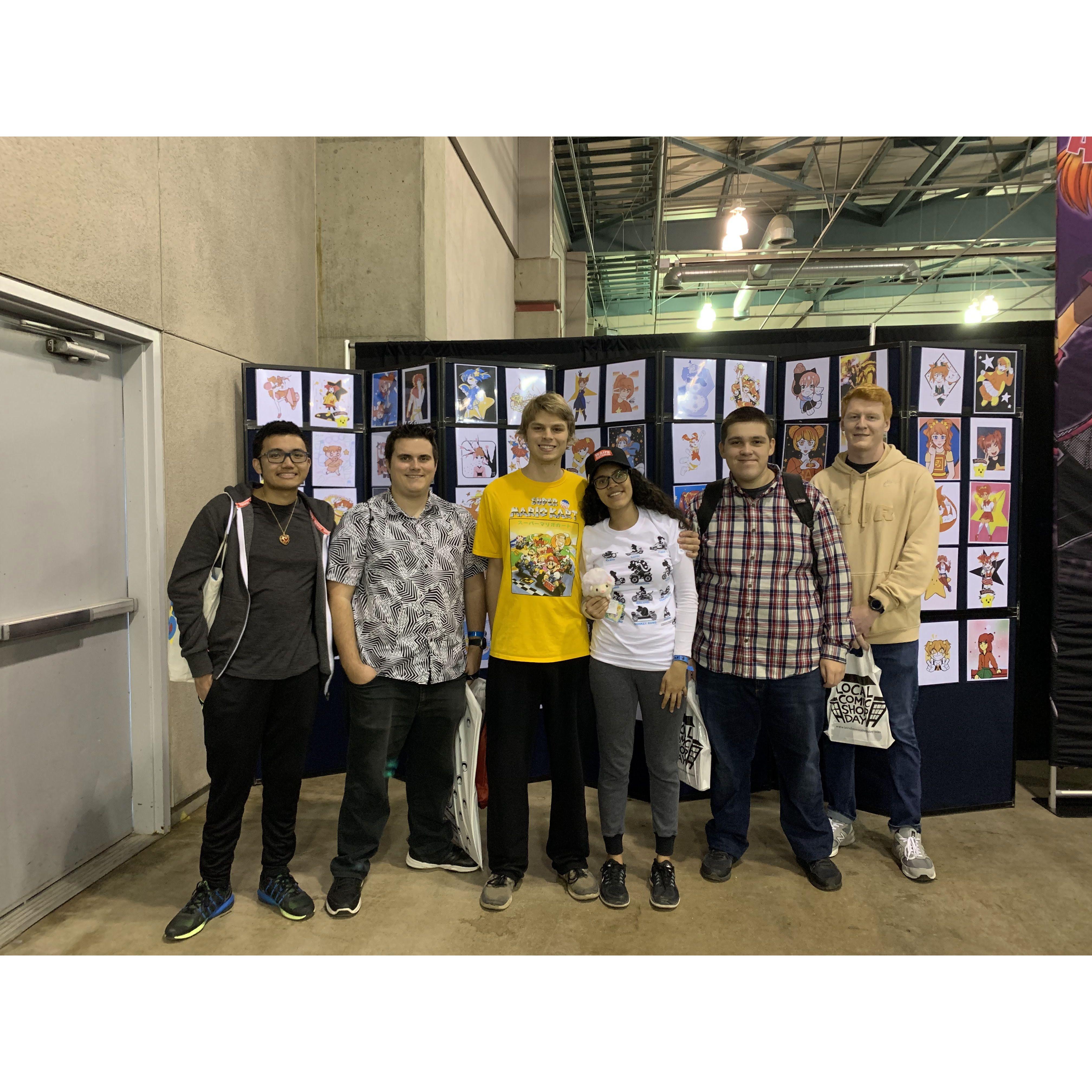 At SacAnime with (left to right) Kiran's friend John, and Chris's friends Scott, Brand, and Gavin.