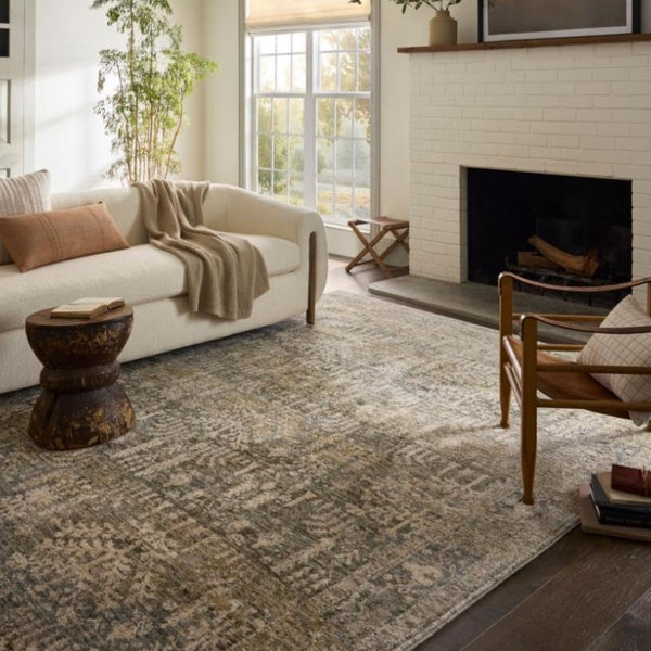Loloi Magnolia Home by Joanna Gaines Junie Collection JUE-02 Moss/Natural 7'-10" x 7'-10", .38" Pile Height, Round Area Rug