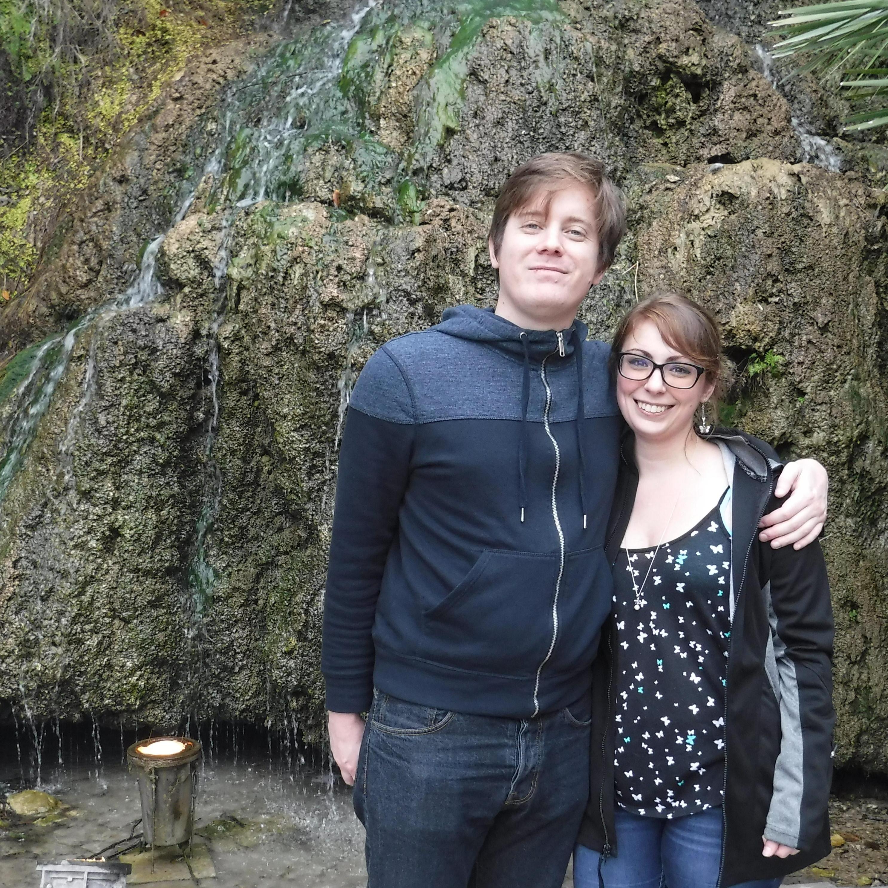 In the San Antonio Japanese Tea Garden, during our first trip together, in February 2017