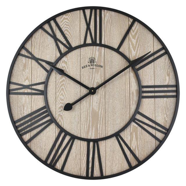 Bee & Willow™ Home 32-Inch Round Wall Clock in Walnut