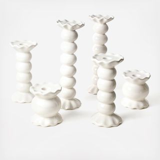 Signature Ruffle Knob 6-Piece Candle Holder Set