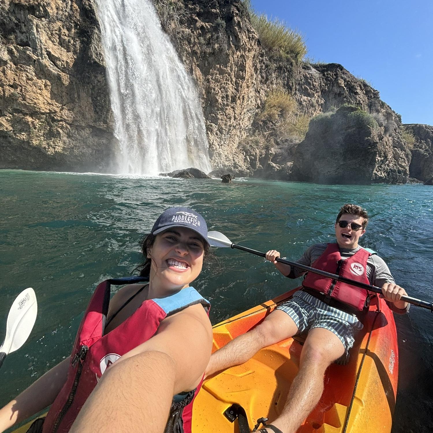 Kayaking in Nerja, Spain, to the largest freshwater waterfall in southern Europe.