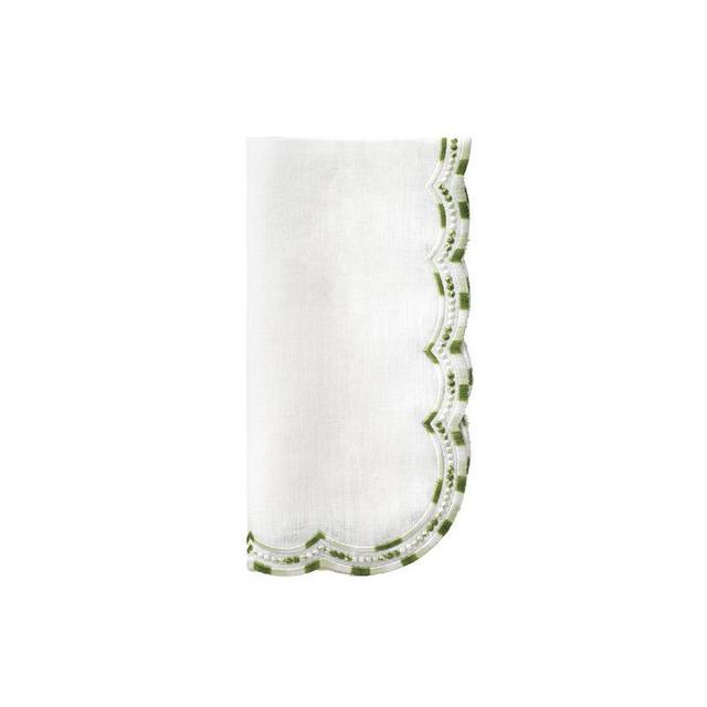 Blue Print Ombre Embroidered Scalloped Napkins, Green