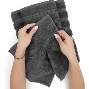 American Soft Linen Luxury Hand Towels for Bathroom, 100% Cotton Turkish 4 Piece Hand Towel Set, 600 GSM Hand Face Towels for Kitchen, Dark Gray Hand Towels