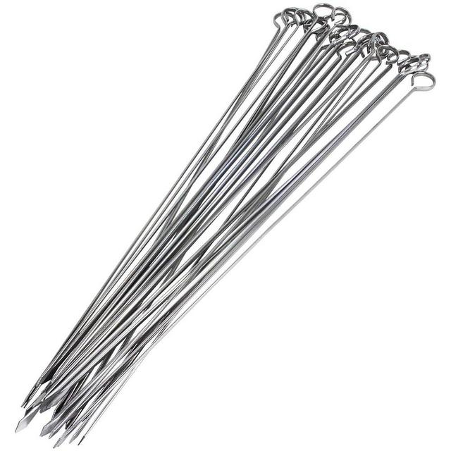 Blue Donuts 24 Pack Kabob Skewers for Grilling 17 Inch - BBQ Grill Grilling Accessories, Stainless Steel, Pack of 24