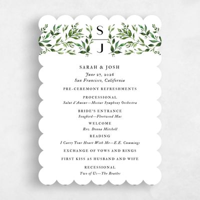 White Scalloped Wedding Program - Madilou