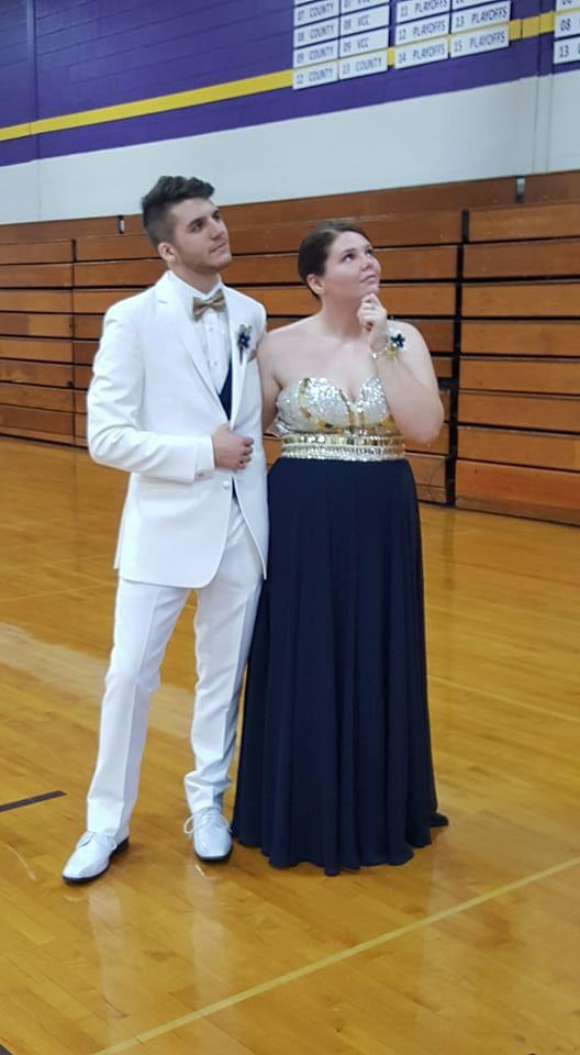 Jake's senior prom, honestly I think this is our best look! Funny how the colors match our wedding colors... May 2017