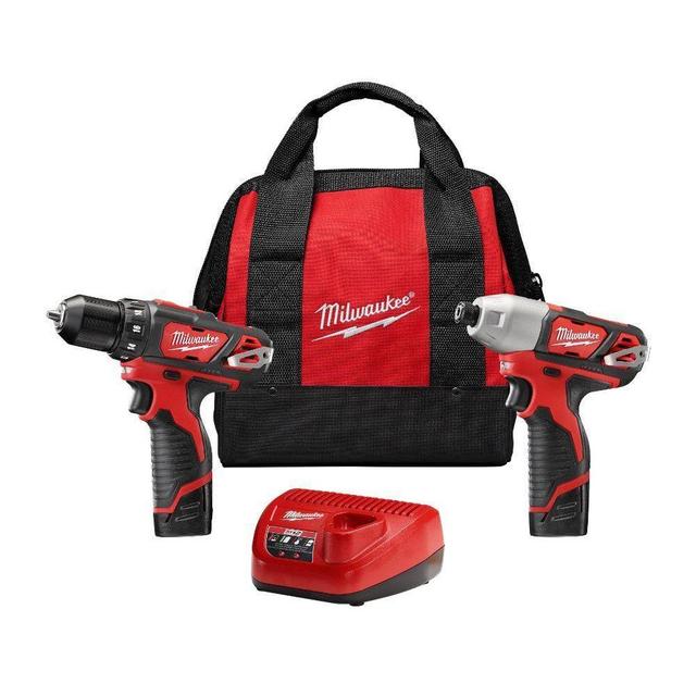 M12 12V Lithium-Ion Cordless Drill Driver/Impact Driver Combo Kit w/ Two 1.5Ah Batteries, Charger Tool Bag (2-Tool)