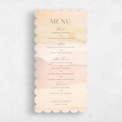 Beige Scalloped Wedding Menu - Povera