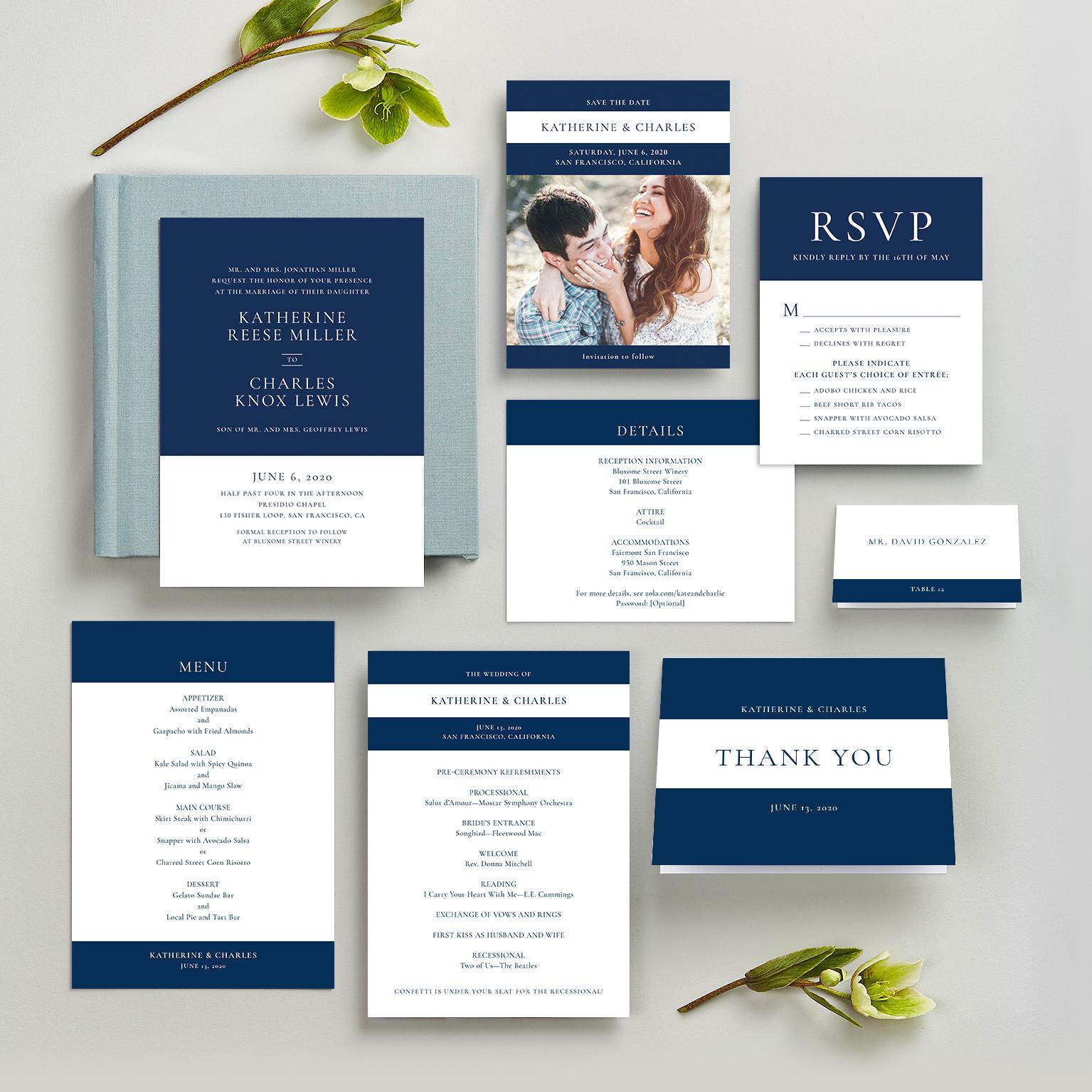 Zola Save The Dates Potter Stripe