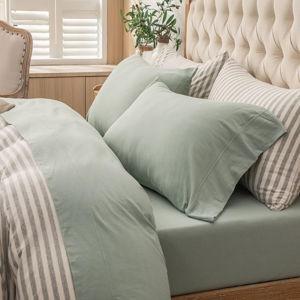 PURE ERA Jersey Knit 4pc Bed Sheet Set 100% T-Shirt Cotton Super Soft Comfy Breathable Fits Mattress Up to 20" Extra Deep Pocket (Solid Sage Green, King)