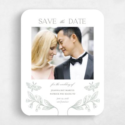 White Rounded Wedding Save the Date - Gaspard Photo