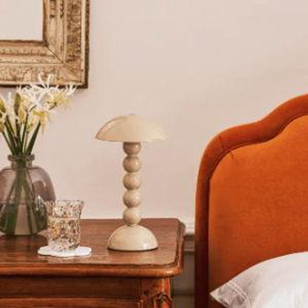 Cappuccino Lacquer Rechargeable Bobbin LED Lamp