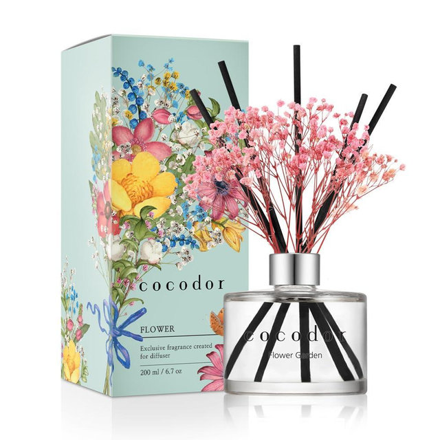 COCODOR Preserved Flower Reed Diffuser/Flower Garden/6.7oz/1Pack / Home Fragrance Scent Essential Oil Stick Diffuser for Bedroom Bathroom Home Décor