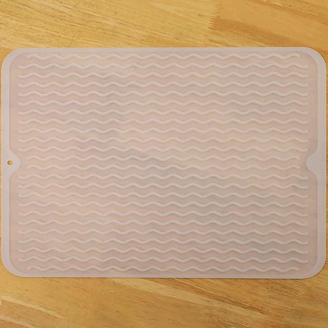 MicoYang Silicone Dish Drying Mat for Multiple Usage,Easy clean,Eco-friendly,Heat-resistant Silicone Mat for Kitchen Counter or Sink,Refrigerator or drawer liner Translucent L 16 inches x 12 inches