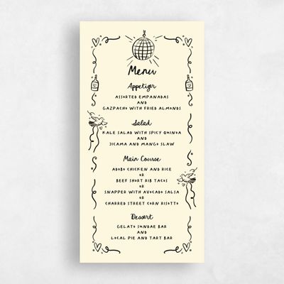 Cream, Beige Wedding Menu - Gilda