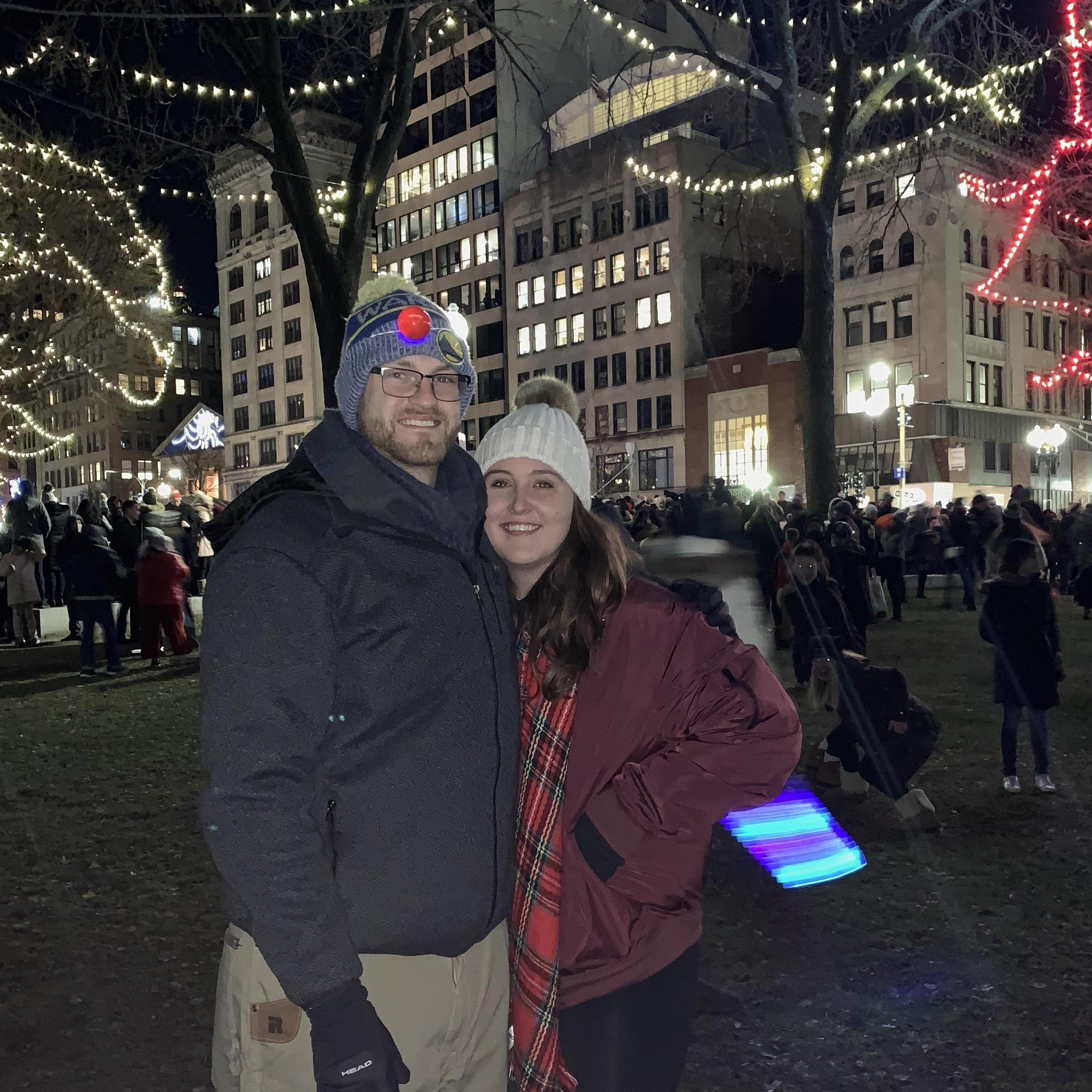 Our first tree lighting in Boston! (Also the same spot where Matthew proposed 2 years later!)