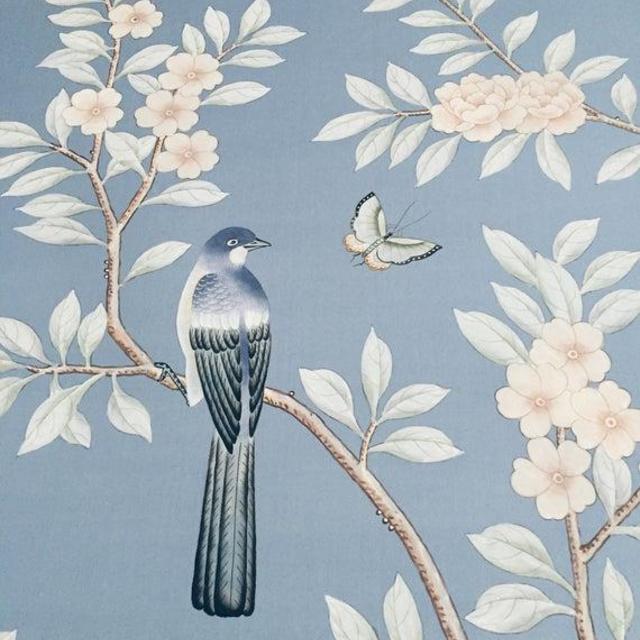 Two Handpainted Chinoiserie Silk Panels