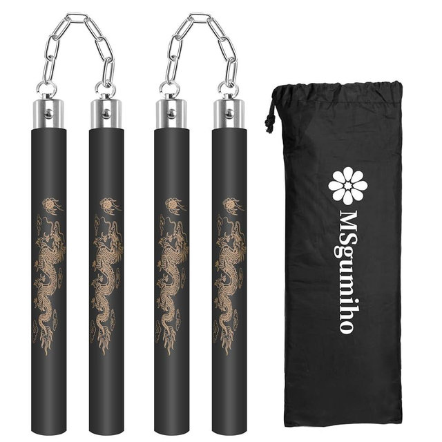 Nunchucks Safe Foam Rubber Training Nunchucks Nunchakus Match with Bearing Ball System and Steel Chain 2PCS for Kids Beginners Adults