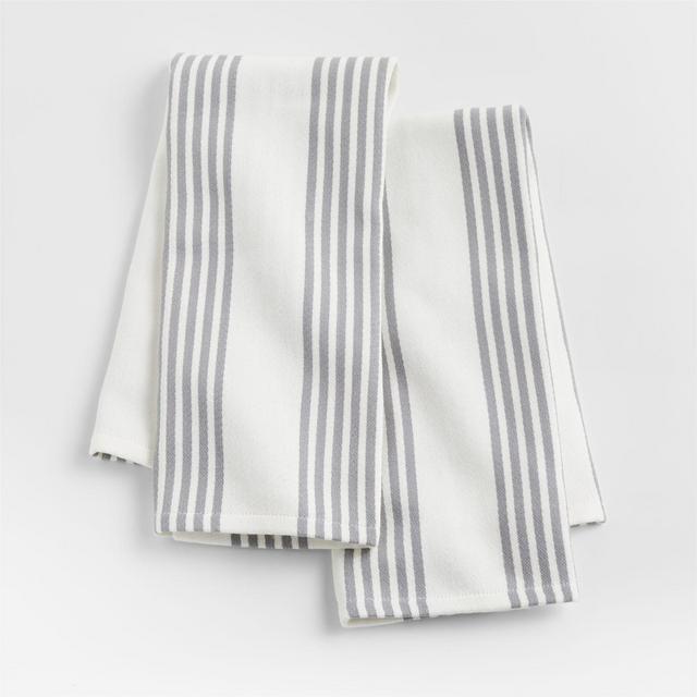 Cuisine Stripe Alloy Grey Dish Towels, Set of 2