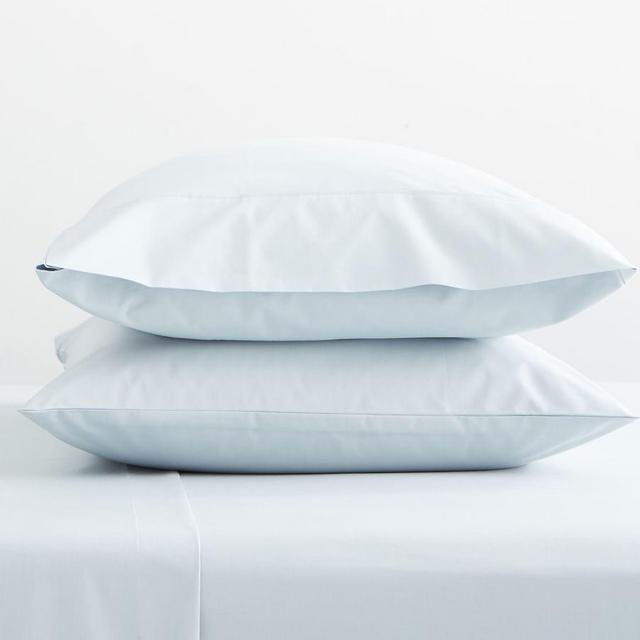 Pearl Blue 400-Thread-Count Organic Percale Pillowcases, Set of 2, King