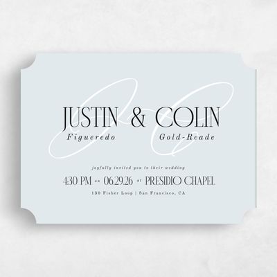 Blue Ticket Wedding Invitation - Ferrara Type