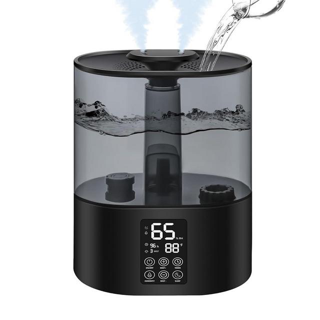 5.2L Humidifiers for Bedroom and Plants, Ultrasonic Cool Mist Humidifiers for Baby home Mist Top Fill Desk Humidifiers Essential Oil Diffuser, Quiet Humidifiers with Adjustable Mist,360°Nozzle-Black
