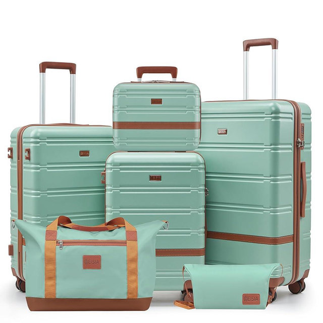 NEISIA Luggage Sets, Suitcase with Spinner Wheels, PC+ABS Hardshell Travel Luggage Set with TSA Locks,Lightweight Rolling Luggage，Carry on suitcase with YKK Zippers (Green)