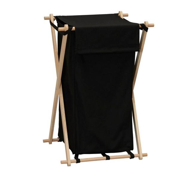 Household Essentials Wood X-Frame Hamper Black