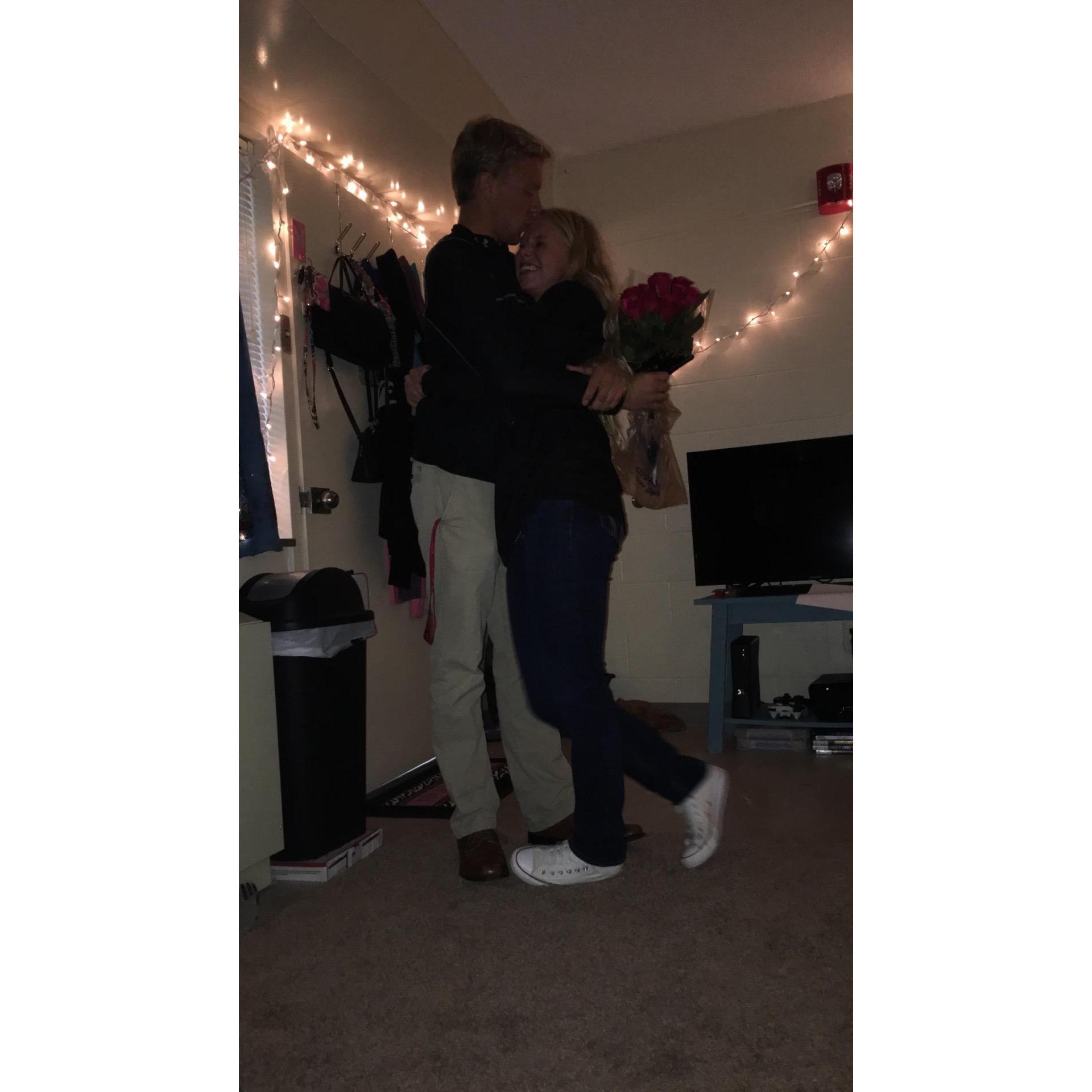 One of the 1st times he brought me roses, and he still surprises me with them to this day!