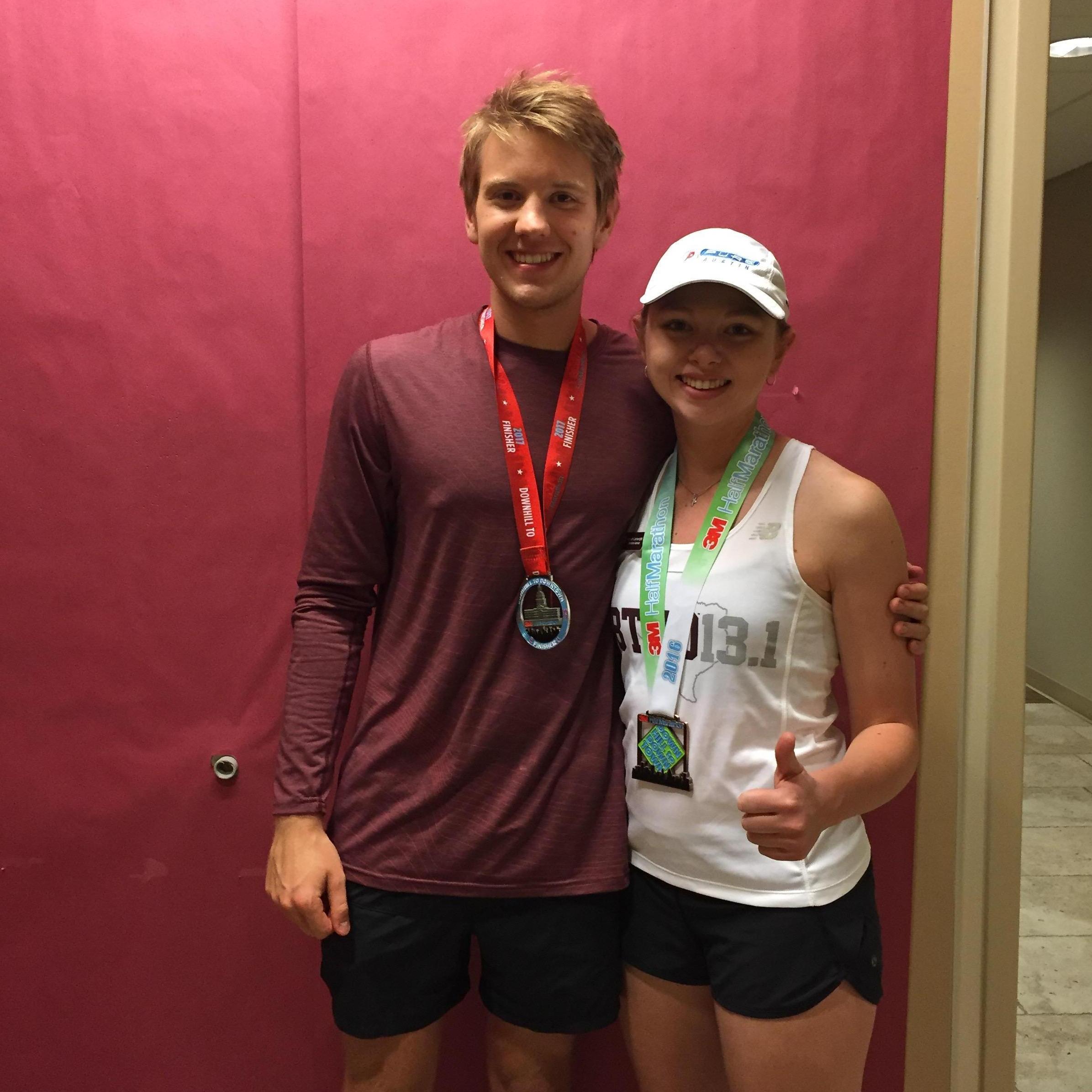 Doing our Resident Advisor duty rounds on Halloween (dressed up as runners)