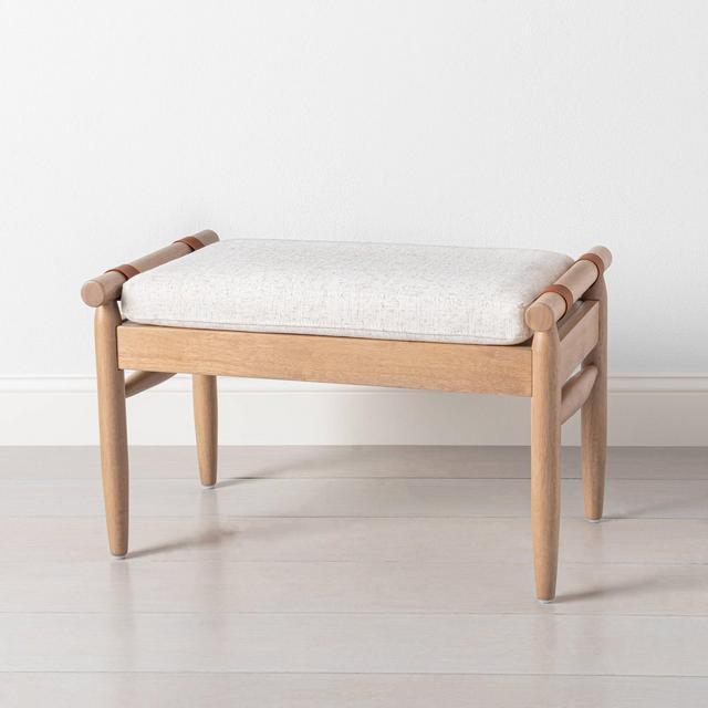 Upholstered Natural Wood Ottoman Oatmeal - Hearth & Hand™ with Magnolia