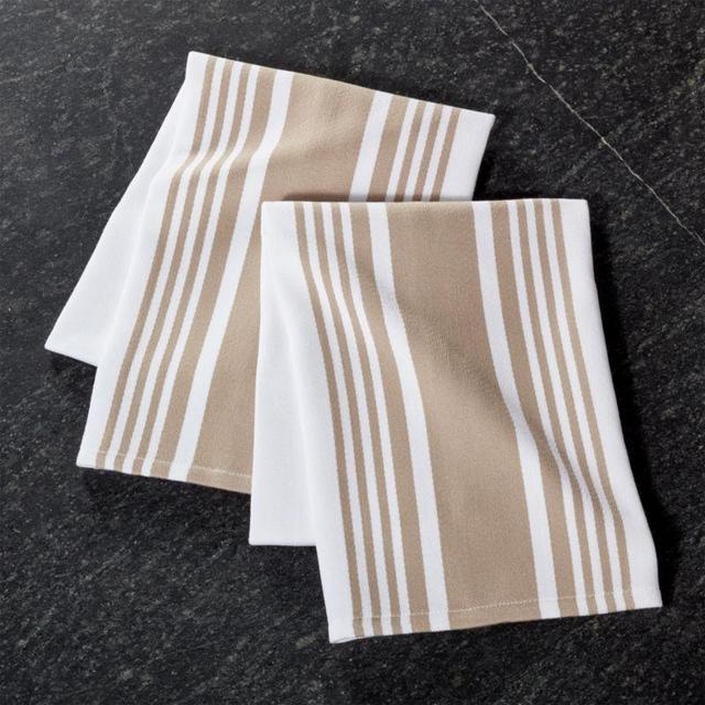 Cuisine Stripe Sand Dish Towels, Set of 2